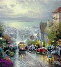 Thomas Kinkade Canvas Paintings - HYDE STREET AND THE BAY SAN FRANCISCO
